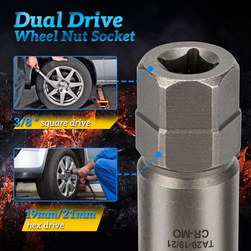 10 Spline Lug Nut Socket for Ta20 19/21 10 Spline Lug Nut Key | Dual Drive 10 Point Wheel Lock Key, Compatible with Bimecc 10 Point Socket - color: Ta20-19/21