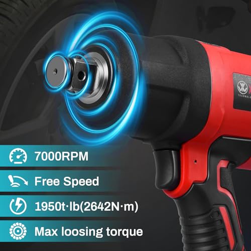 XIIW 3/4 Inch Air Impact Gun, Max Nut-busting Torque 1950 ft-lbs | Heavy Duty 7000RPM 3/4 Air Impact Wrench, Twin Hammer Pneumatic Impact Wrench for Automobile Repair - size: 3/4 inch | 1950 ft-lbs