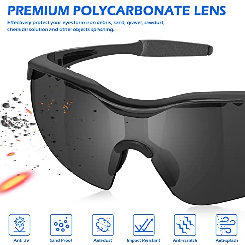 OXG 6 Pack Tinted Safety Glasses for Men Women, Safety Goggles ANSI Z87.1 Protective Eyewear Scratch Resistant Eye Protection - color: Grey