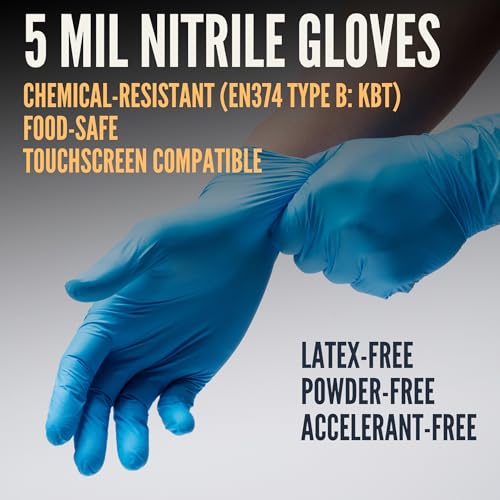 Cestus 5 Mil Nitrile Gloves Disposable Latex Free, Chemical Resistant, Mechanic, Food Prep, Tattoo, Cleaning, Bulk - size: Large, style: Case of 1000
