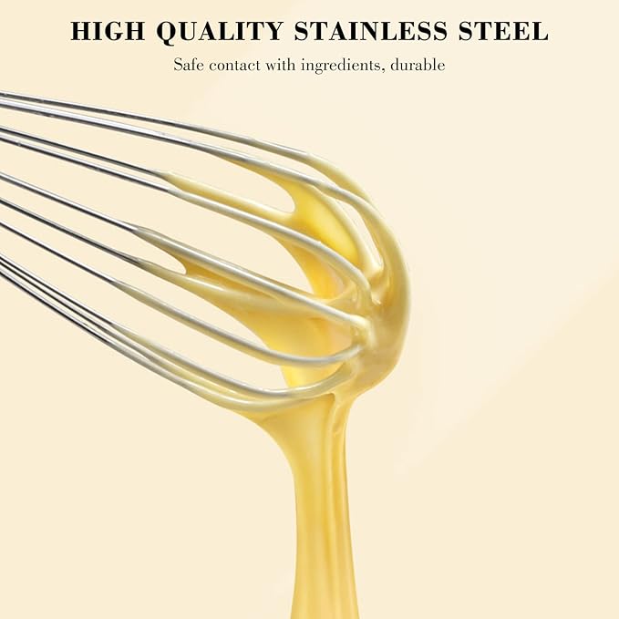 NileHome Stainless Steel Whisk Set 8" 10" 12" Kitchen Whisk Balloon Whisk Kitchen Wisk Wire Whisks for Cooking, Whisking, Blending, Beating, Stirring-3 Pack…