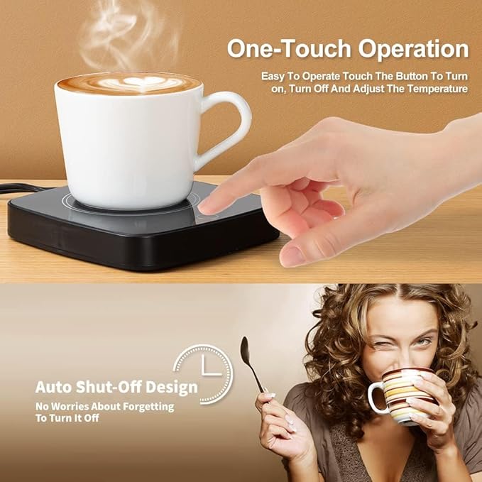 Coffee Mug Warmer Waterproof Smart Cup Warmer with 3 Temperature Setting for Warming & Heating Coffee, Beverage, Milk, Tea and Hot Chocolate (Black)