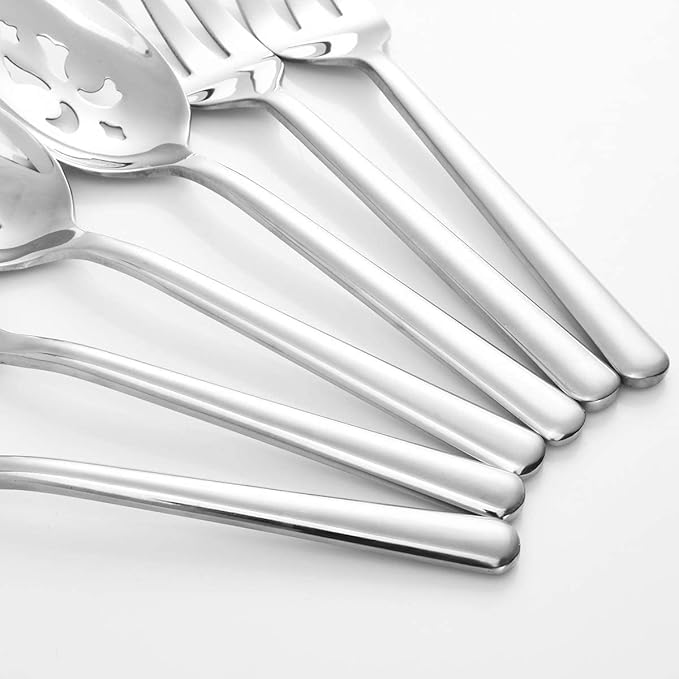 Serving Spoon x 2,Slotted Serving Spoon x 2,Serving Forks x 2,RTT 9 Inch Stainless Steel Catering Serving Utensils for Party Buffet Dinner Banquet Cooking Kitchen Basics,Mirror Finish Flatware