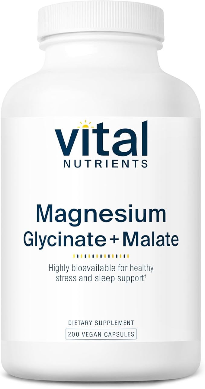 Vital Nutrients Magnesium Glycinate + Malate | 120mg Vegan Magnesium Supplement for Women and Men | Muscle, Heart, Bone Support* | Promotes Relaxation | Gluten, Dairy and Soy Free | 200 Capsules