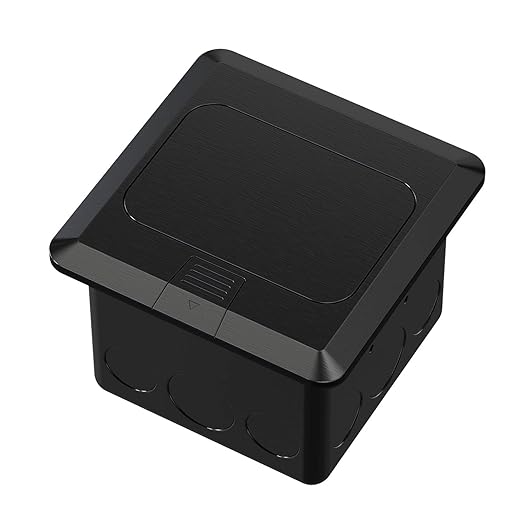 KYHSHJ Pop Up Floor Electrical Outlet Box Kit,20 Amp Stainless Steel TR Tamper-Resistant Duplex Receptacle Outlet, Corrosive Resistant Hardware,ETL Listed, Black