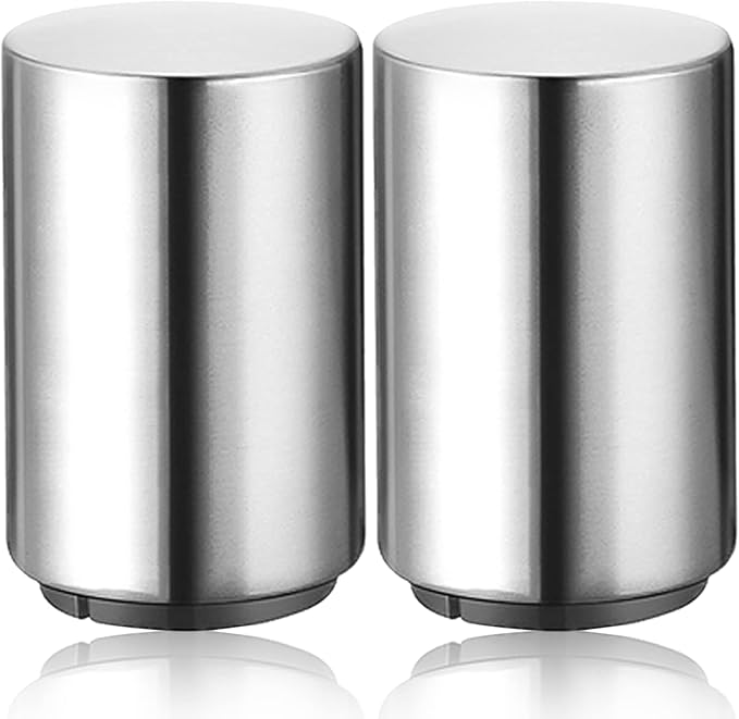 2PCS Pop-the-Top Beer Bottle Opener, Metal Automatic Magnetic Glass Bottle Cap Openers, Wine Bartender Tool Cap Catcher for Bar, Party, Wine Ceremony, Restaurant Household Utensils, Easy to Use-Silver