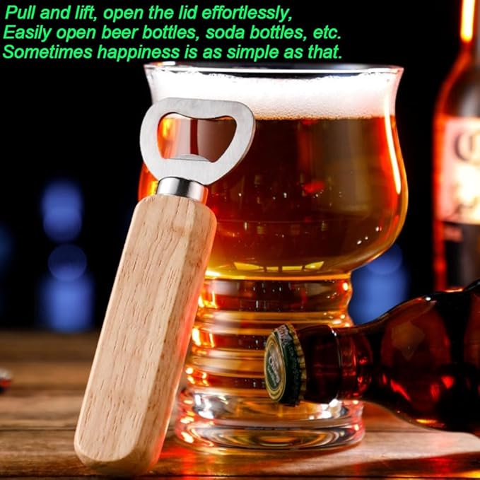 Wood Wine Bottle Opener, Beer Bottle Openers, Cider, Soft Drinks Bottle Opener for Home, Bar, Restaurant,Wedding Favors ,Wood Handle Handheld (set of 35)