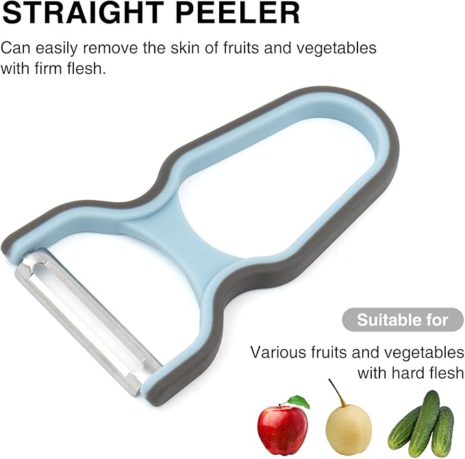 4-Piece Peeler Set with Straight, Serrated, and Julienne Peelers for Fruits, Vegetables, and Shredding,304 Stainless Steel