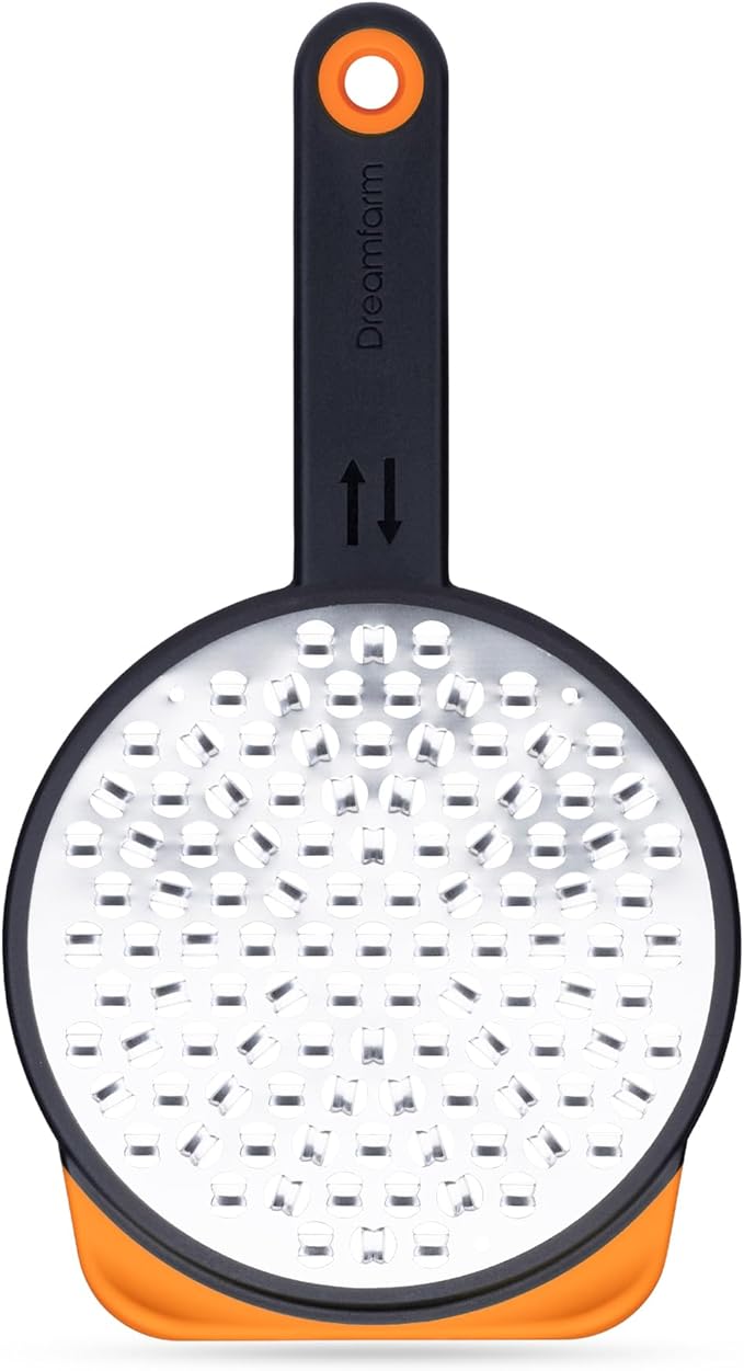 Dreamfarm Ograte Two-Sided Coarse Food & Vegetable Speed-Grater with Non-Slip Bowl Hook & Foot - 6mm Coarse Grater, Orange