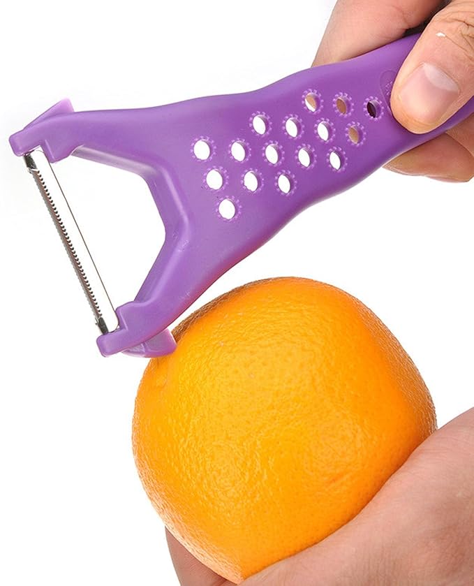 Multi Fruit Vegetable Peeler & Grater, Double Serrated Stainless Steel Blade(Peeler and Grater Function), Sharp Blade for Cucumbers,Carrot, Apples, Potato Eye Remover. Grinding of Garlic and Ginger