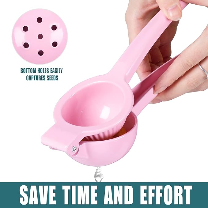 Manual Juicer Citrus Lemon Squeezer, Fruit Juicer Lime Press Metal, Professional Hand Juicer Kitchen Tool(Pink)