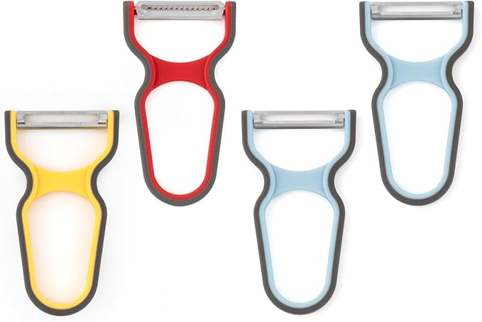 4-Piece Peeler Set with Straight, Serrated, and Julienne Peelers for Fruits, Vegetables, and Shredding,304 Stainless Steel