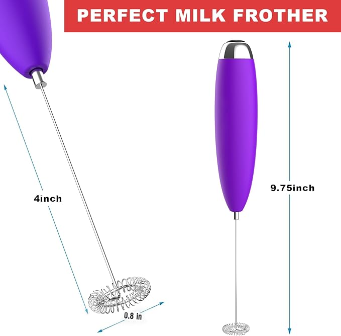 Frother Handheld for Coffee, Milk Frother Upgraded Matcha Whisk Drink Mixer Electric Mini Whisk Hand Mini Foamer Coffee Mixer for Lattes Cappuccino Frappe Matcha Hot Chocolate, Violet
