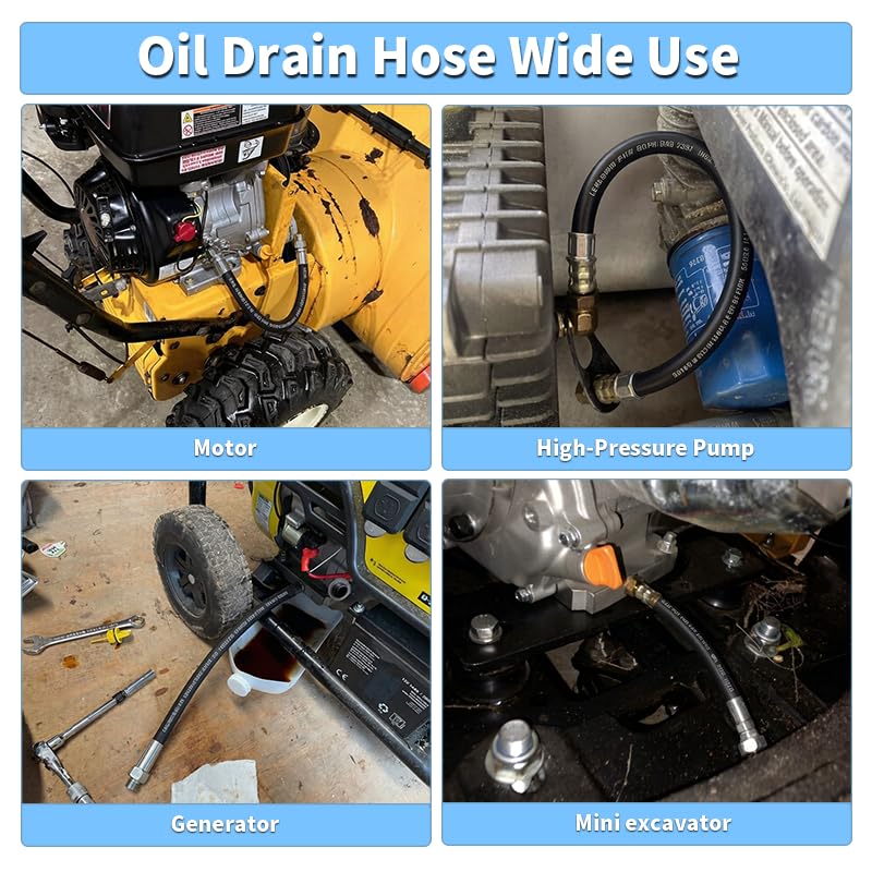 18-Inch Reusable Engine Oil Drain Hose 3/8 NPT,Replaces STAN1438 1723165SM 116-4924,fit NPT female threads 0.58“(About 15mm),Quick Oil Change Tool - size: ODH-18L-3/8 NPT