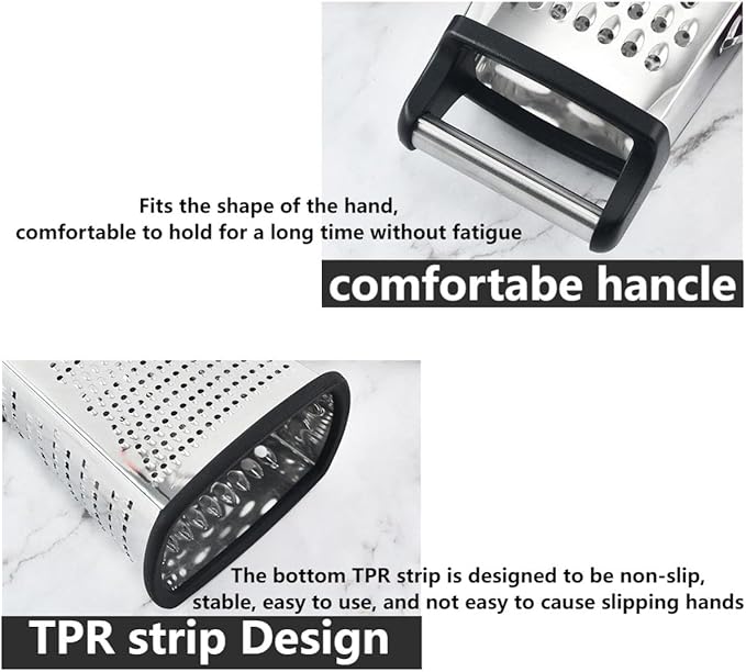 Stainless Steel 4 Sides Grater Slicer with Handle, Multifunctional Cutter Planing for Ginger, Garlic, Cucumbers, Carrots, Cheese, Potato, Ergonomic Design Kitchen Gadgets Accessories(Mint)