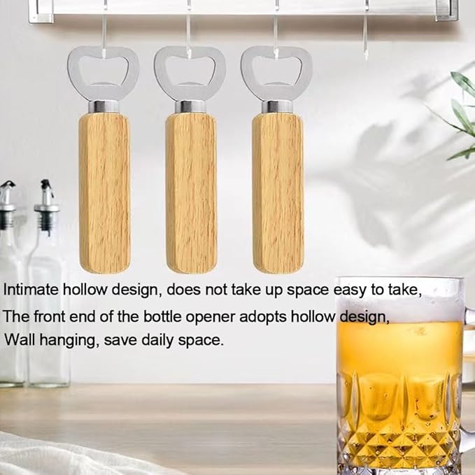 Wood Wine Bottle Opener, Beer Bottle Openers, Cider, Soft Drinks Bottle Opener for Home, Bar, Restaurant,Wedding Favors ,Wood Handle Handheld (set of 35)