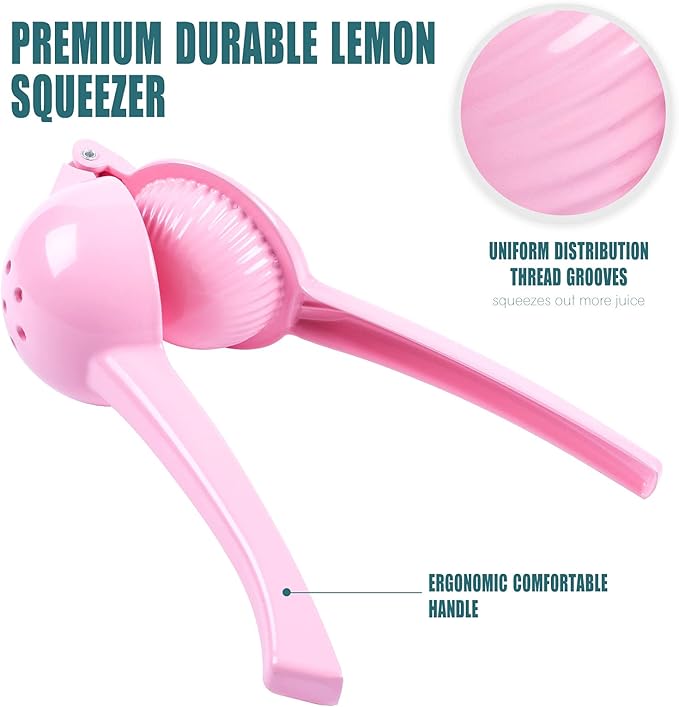 Manual Juicer Citrus Lemon Squeezer, Fruit Juicer Lime Press Metal, Professional Hand Juicer Kitchen Tool(Pink)