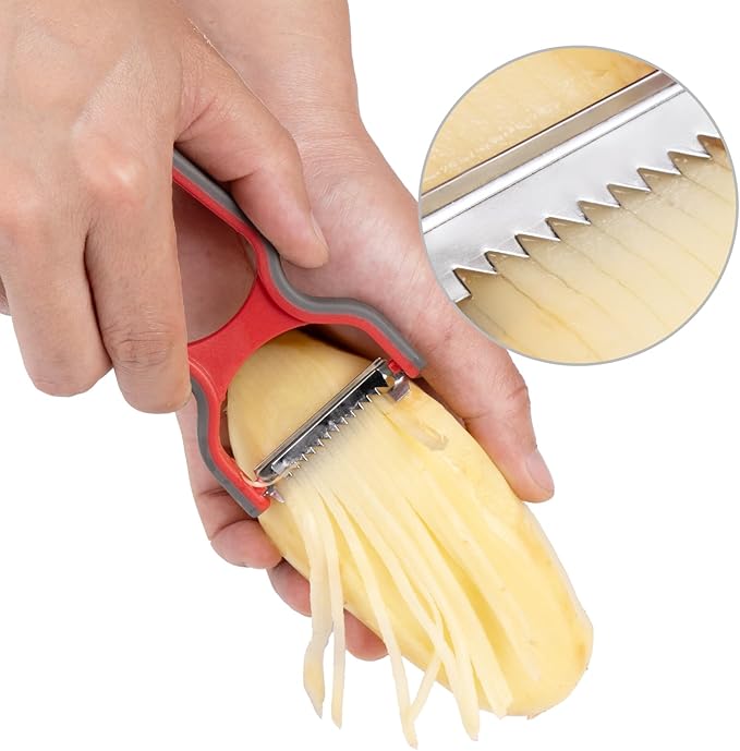4-Piece Peeler Set with Straight, Serrated, and Julienne Peelers for Fruits, Vegetables, and Shredding,304 Stainless Steel