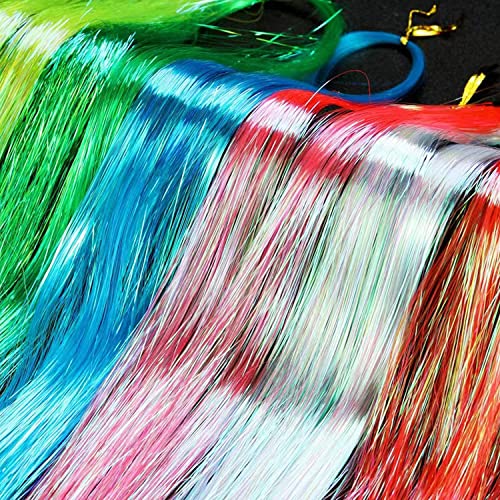 22 Colors 4400 Strands Hair Tinsel Strands Kit 47 Inches Sparkling Party Tinsel Hair Extensions Highlights Multi-Colors Synthetic Hair Streak Bling(22 color/set)