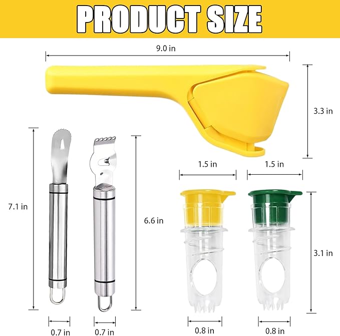 Lemon Squeezer, Effortless Manual Flat Lime Juicer Squeezer, Hand Citrus Press, Stainless Steel Orange Peeler Lemon Zester Grater, Easy to Make Juice From Lemon, Lime, Cirtus, Orange, Fruits(5 Pcs)