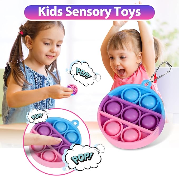 Pop Fidget Toys Bulk Its Party Favors for Kids 4-8 8-12 30 PCS Mini Pop Keychain It Sensory Fidget Toy Pack Fidgets for Classroom Prizes Students Kids Carnival Birthday Goodie Bag Stuffers Fillers