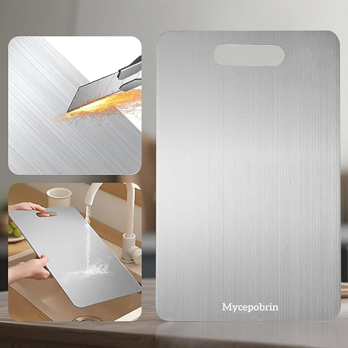 Katuchef Titanium Cutting Board, Siraat 100% Pure Apex Titanium Cutting Boards for Kitchen, Double Sided Non Toxic Celuxer Board for Cutting Meat Vegetable Fruit,Easy to clean(S+L+XXL)