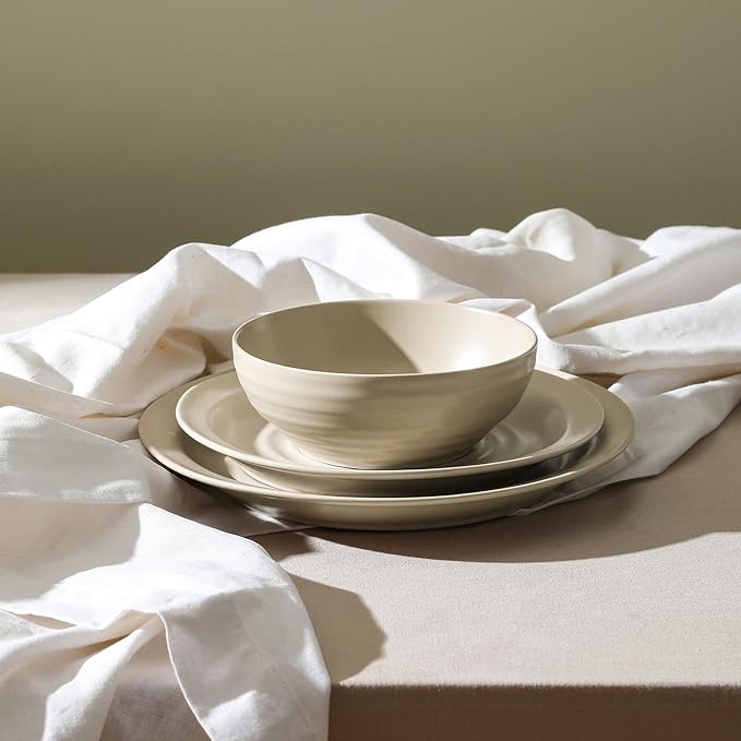 Stone Lain Orbit 4-Piece Dinner Plate Set Stoneware, Beige