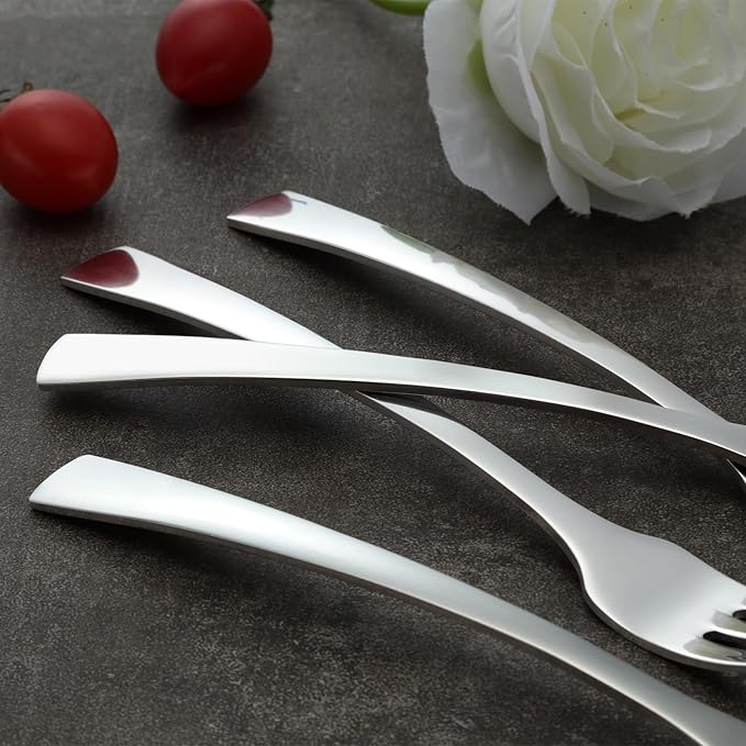 12-Piece Dinner Fork Set, 8-Inch Silverware, 3-Tine Forks, Top Food Grade Stainless Steel, Highly Mirror Polished, Dishwasher Safe