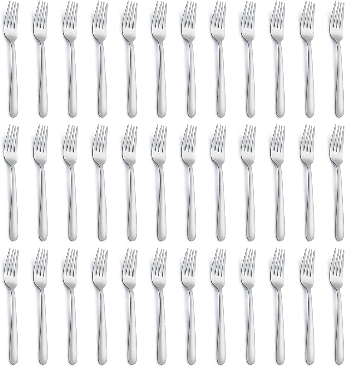 36 Piece Salad Forks, 7 Inch Small Forks in Stainless Steel mirror polished and Dishwasher Safe, Used For Tasting Cakes and Fruits
