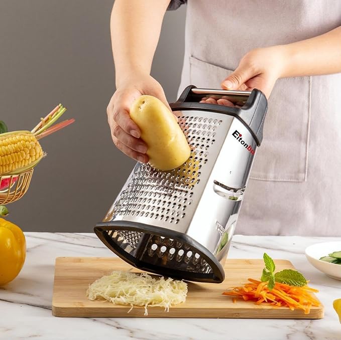 Multifunctional Stainless Steel Grater Slicer with Handle, Large 4 Sides Cutter for Ginger, Garlic, Cucumbers, Carrots, Cheese, Potato,Dishwasher Safe ( Mint)
