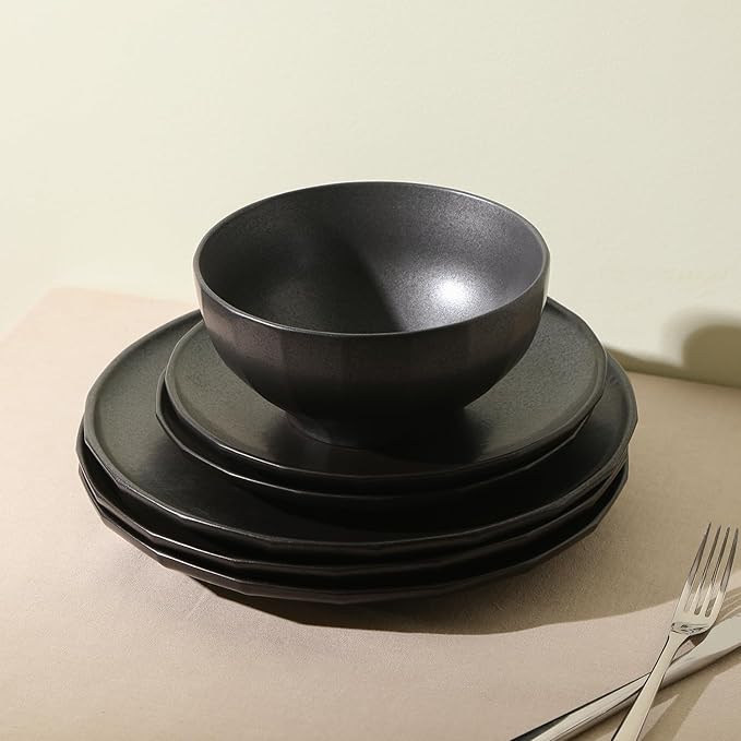 Stone Lain Rio 4-Piece Bowl Set Stoneware, Black