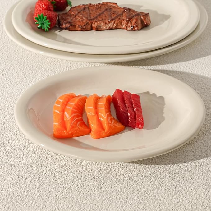 Stoneware Narrow Rim Commercial Grade Dinnerware, America White, Oval Platter 9.5" x 7.25", Cae of 24