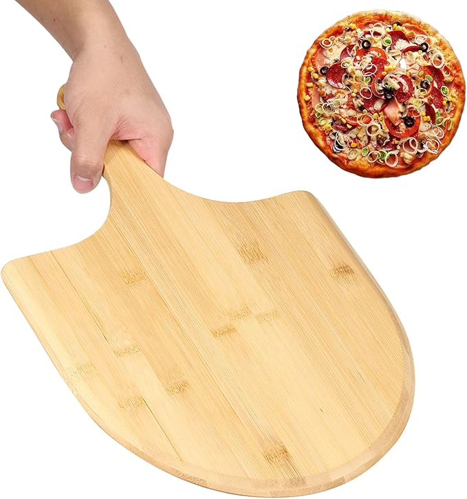 4Pack Natural Bamboo Pizza Spatula, Pizza Peel 11 Inch, Wooden Pizza Spatula Paddle Board for Home Pizza Cutting,Cheese, Bread,Fruit,Vegetable Oragaznie (4)