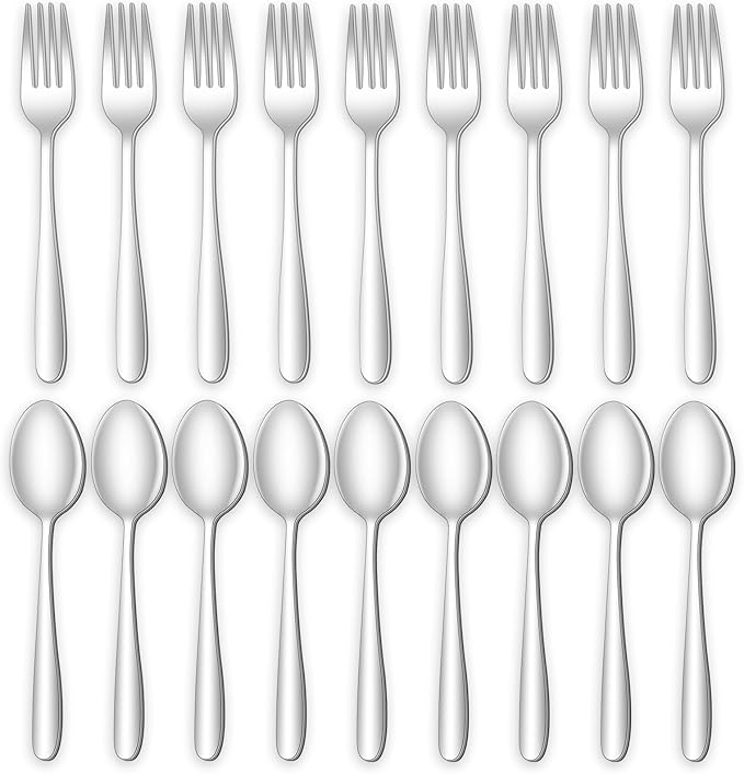 24-piece Forks and Spoons Silverware Set, Amafox Food Grade Stainless Steel Flatware Cutlery Set for Home, Kitchen and Restaurant, Mirror Polished Forks and Spoons Set for 12, Dishwasher Safe