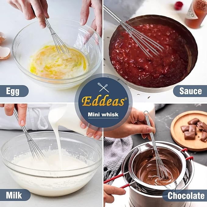 Whisk Eddeas Silicone Whisk Set of 6.Silicone whisks for cooking non Scratch.BPA Free and Dishwasher Whisk.7+9+11inch Colorful Wisk Great for cooking and Baking.(6pcs )