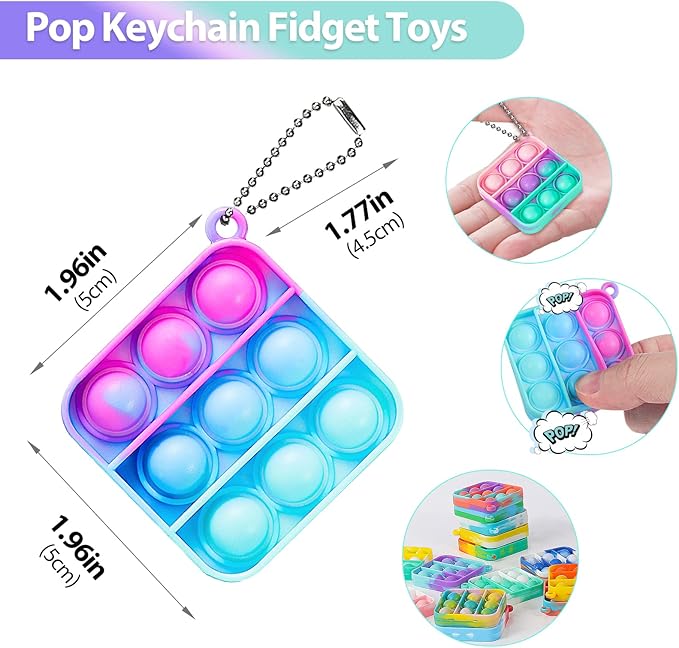 Pop Fidget Toys Bulk Its Party Favors for Kids 4-8 8-12 30 Pack Mini Pop Keychain It Christmas Stocking Stuffers for Kids Toy Fidgets for Classroom Prizes Student Gifts Birthday Goodie Bag Stuffers