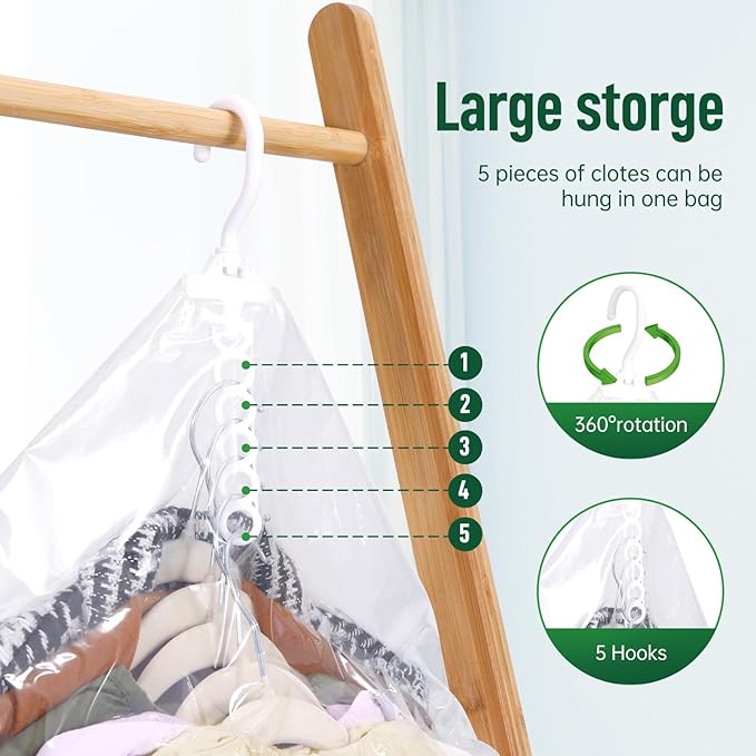 Hanging Vacuum Storage Bags For Clothes With Hand Pump,Coat Storage Bag Hanging,Vacuum Bags For Clothes,Space Saver Vacuum Storage Bags,Garment, Clothing, Dress, Suit, Long Coat, Jacket(Long 4 Pack)