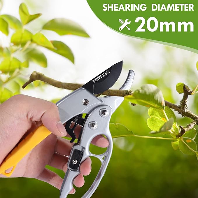 Ultra Sharp Germany Steel Pruning Shears - Cuts 3X Easier, Ergonomic Design - Weak Hand Arthritis Snips, Effortlessly 1-Inch Cut Capacity Heavy Duty Garden Scissors, Sharp Garden Clippers
