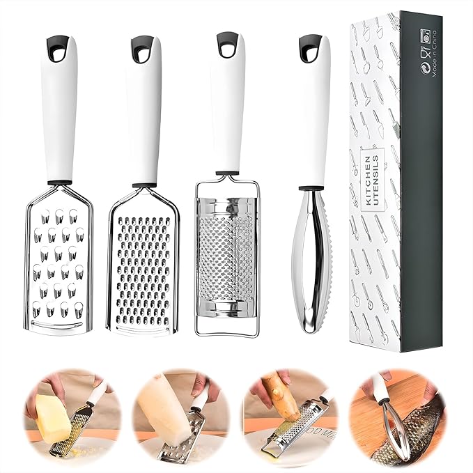 (4-pcs set) Stainless steel grater;fish scale grater;ginger grater;spice grater;fruit grater;vegetable grater;carrot,garlic,onion,nutmeg potato,cucumber,herb,cheese,salad grater