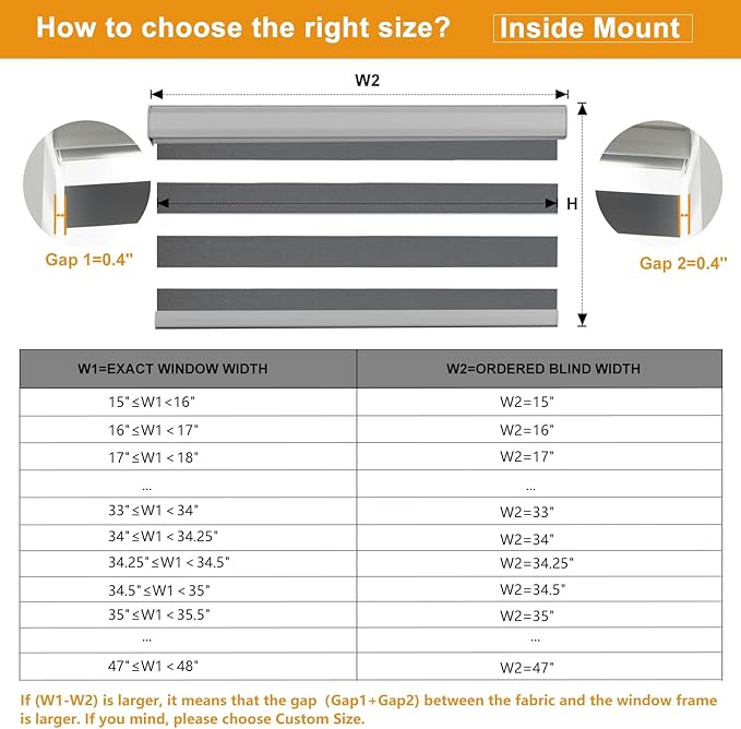 Persilux Cordless Zebra Blinds for Windows Free-Stop Roller Windows Shades (34" W X 64" H, Grey) Dual Layer Light Control for Day and Night, Light Filtering Sheer Shades for Home