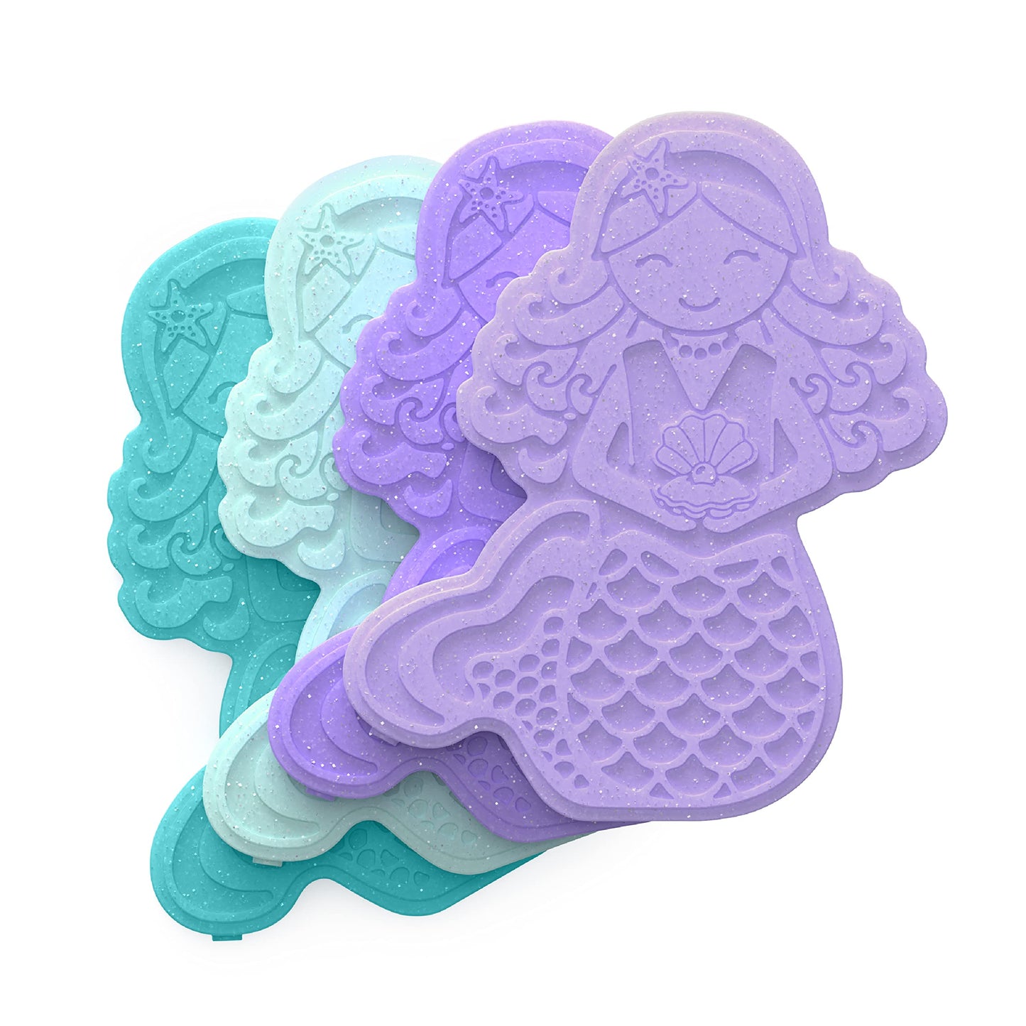 Bentgo® Buddies Glitter Reusable Ice Packs - Slim Ice Packs for Lunch Boxes, Lunch Bags, and Coolers - Multicolored 4-Pack (Mermaid)