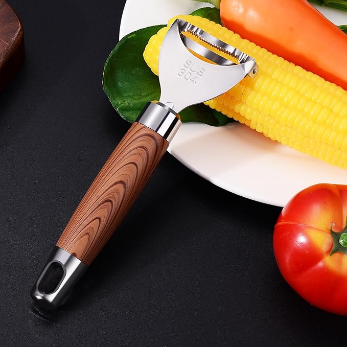 Vegetable Peeler - Stainless Steel Y-shaped peeler Non-Slip Wood Grain Handle - Efficient for Potatoes, Apples & Fruits - Durable Kitchen Tool