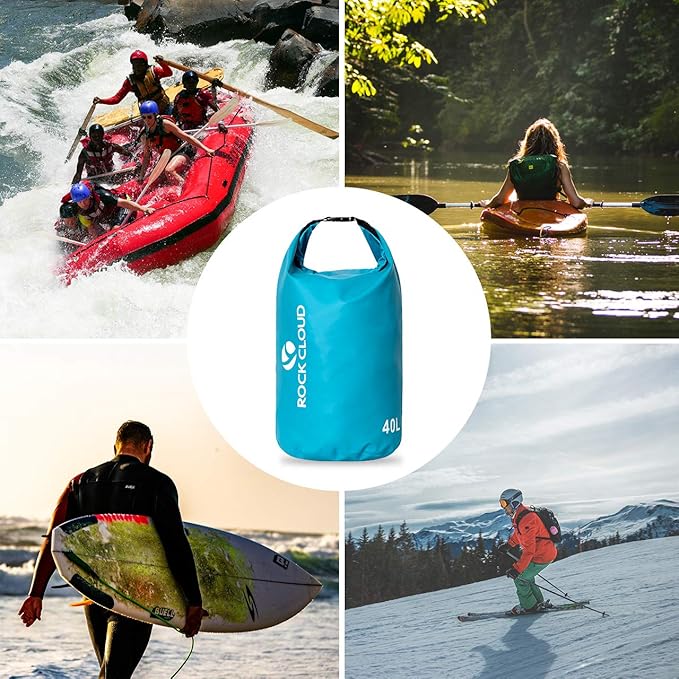 ROCK CLOUD Dry Bag Waterproof 5L Dry Sack for Kayaking Rafting Boating Beach Surfing Swimming Canoe Camping Hiking Fishing Ski, Lake Blue