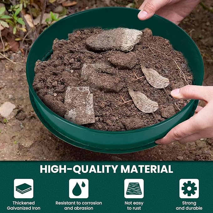 Soil Sifter, 3PCS Soil Sifter Set for Gardening, Stainless Steel Sifter(1/2", 1/4", and 1/8")