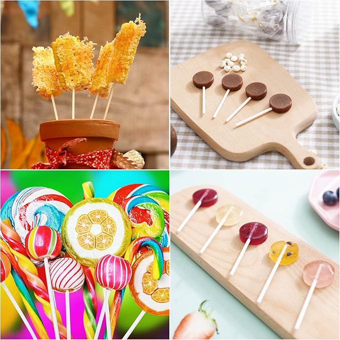 200Pcs 6 Inch White Paper Lollipop Sticks, Paper Sucker Sticks, Cake Pop Stick for Cake Toppers, Chocolate, Cookie, Rainbow Candy 