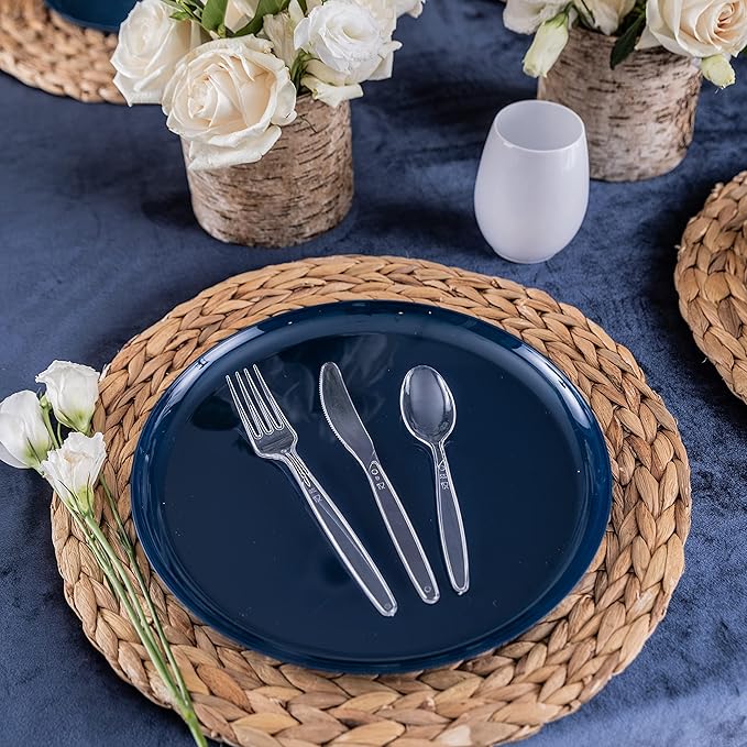 Party Bargains Disposable Cutlery set, SAPPHIRE Design, Clear Color, 360 Pieces: 180 Forks, 120 Spoons, 60 Knives