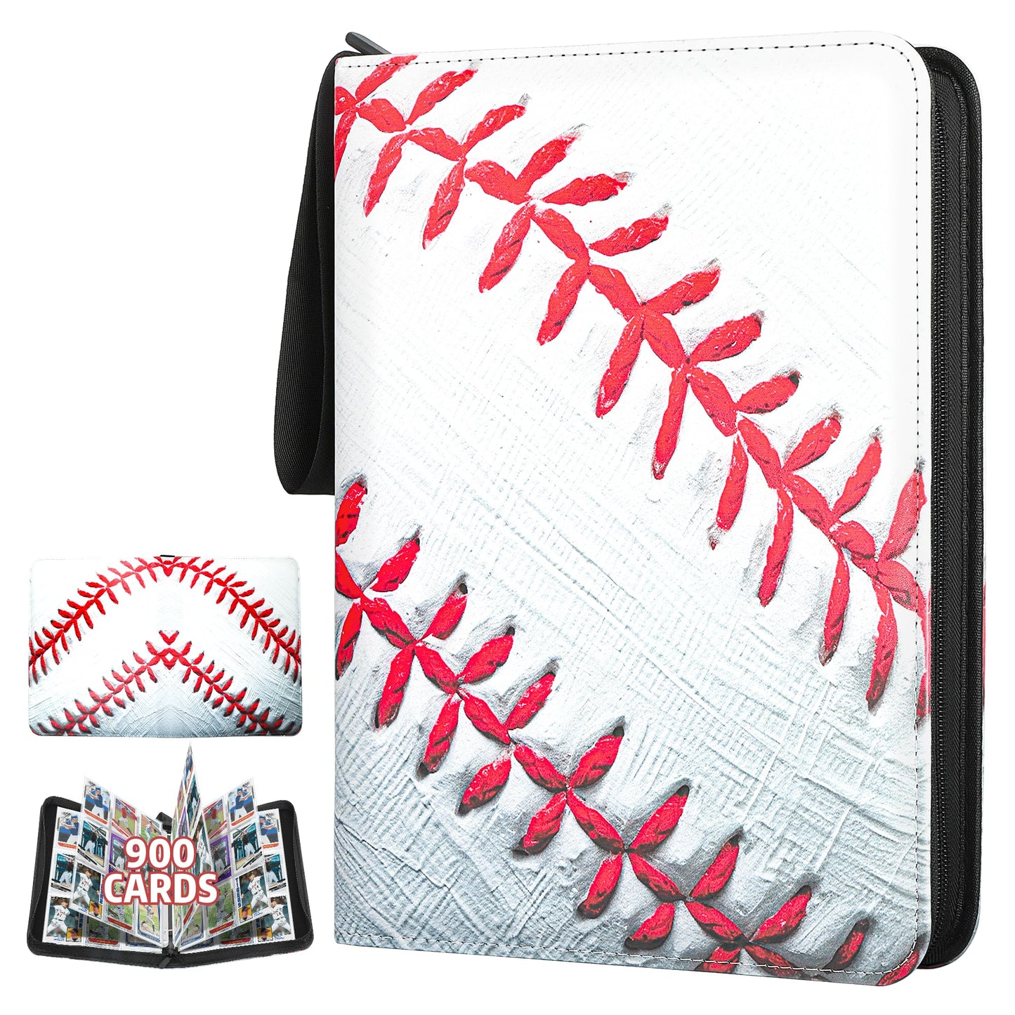 TCGUARD Baseball Card Sleeves Binder 900 Pockets for Trading Card, 9 Pocket Sports Card Binder Baseball Card Holder Compatible with Topps Baseball Card, Football Card, Baseball Card, Sport Card