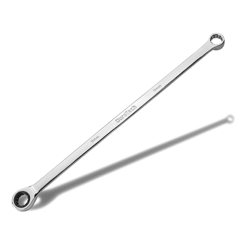 DURATECH 9mm Extra Long Ratcheting Wrench, Metric, CR-V Steel - size: 9mm