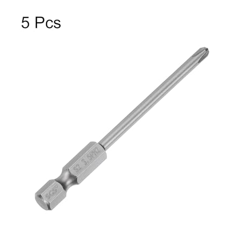 HARFINGTON 5pcs #2 Phillips Screwdriver Bit PH2 1/4" Hex Shank 3" (75mm) Long Magnetic S2 Steel Industrial Grade Screw Driver Bit Cross Head Electric Drill Bits 0.138" (3.5mm) Rod - size: PH2 x 75mm x 3.5mm