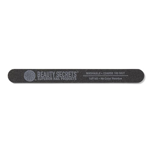 Beauty Secrets Quick Dry Nail Glue .5 Fl Oz (1 Pack) Bundled with Nail File Black Cushion Medium Coarse 180/100 Grit by Beauty Secrets